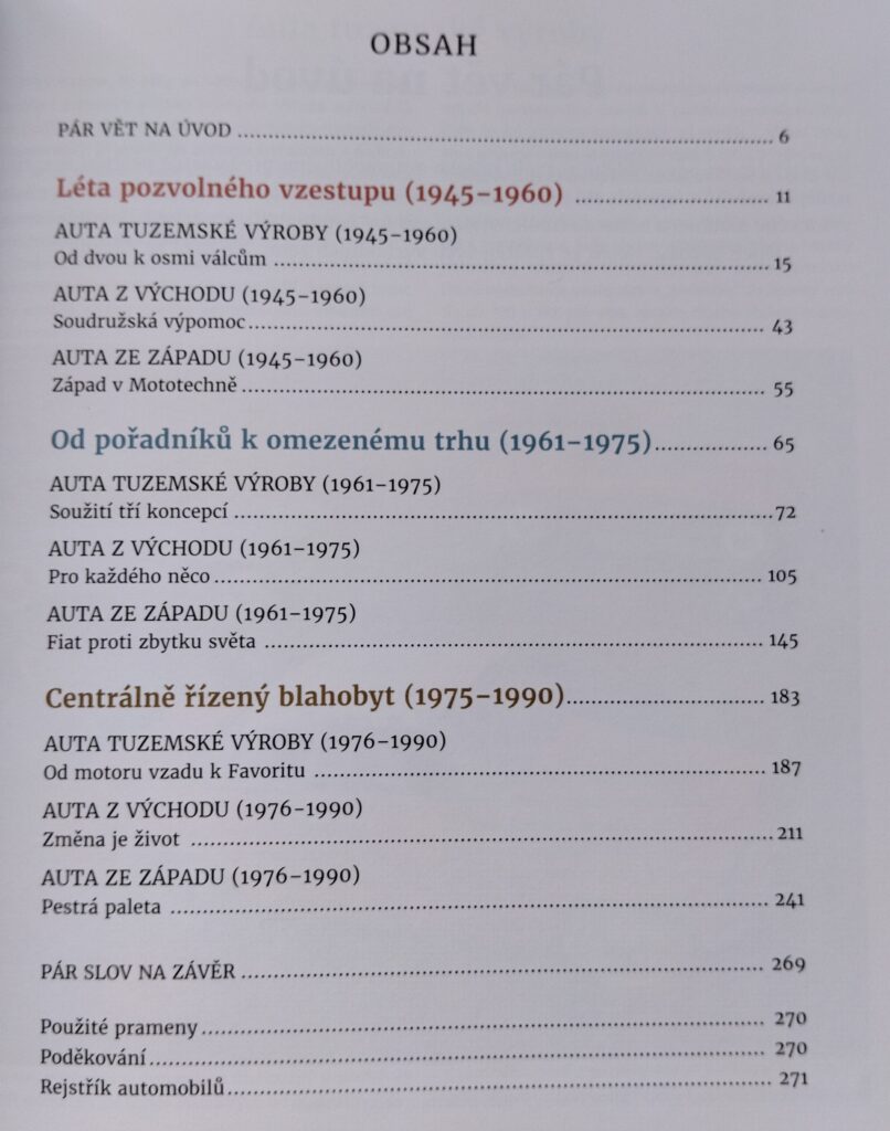 Obsah Auta v Českoslovenksku, zdroj archiv redakce